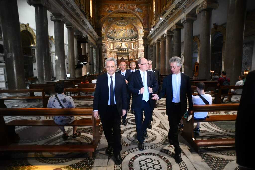 El príncep Albert II de Mònaco a Sant'Egidio per la signatura d'un conveni de col·laboració per a la lluita contra la pobresa, els corredors humanitaris i la salut a l'Àfrica