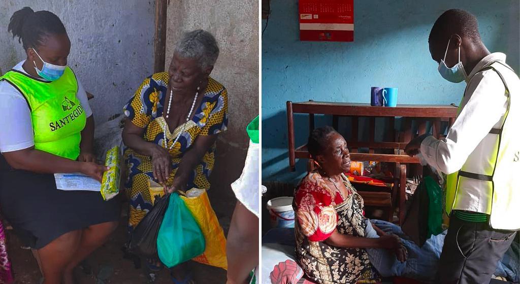A Muyenga, una zona di Kampala in Uganda, Sant'Egidio distribuisce aiuti agli anziani impoveriti dalla pandemia