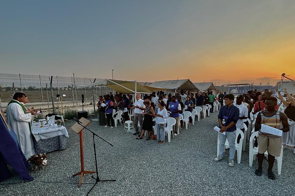 Deep emotion at the prayer in the refugee camp of Pournara in Cyprus, for the people who lost their lives in migration.