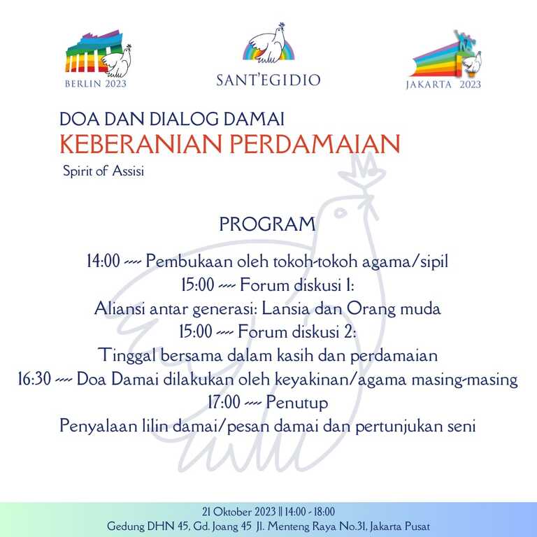 La audacia de la paz en Indonesia. Las religiones y la sociedad civil se reúnen en Yakarta el 21 de octubre