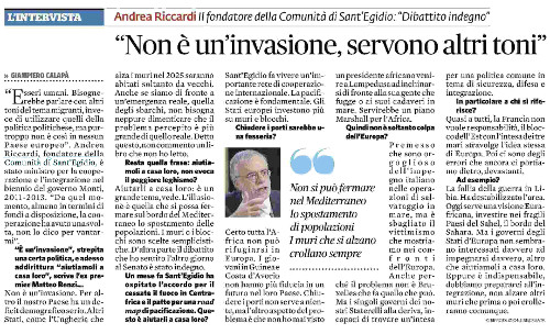 Andrea Riccardi: "Non è un'invasione, servono altri toni"