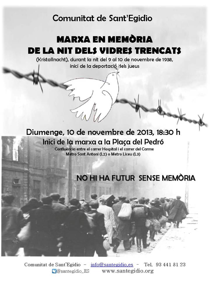 Barcelona, "Non hay futuro son memoria". Marcha en memoria de la deportacion de los judíos.
