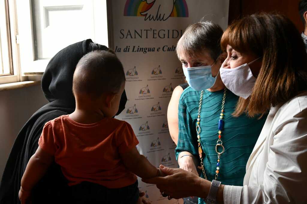 Die Präsidentin Griechenlands Katerina Sakellaropoulou zu Besuch in Sant'Egidio