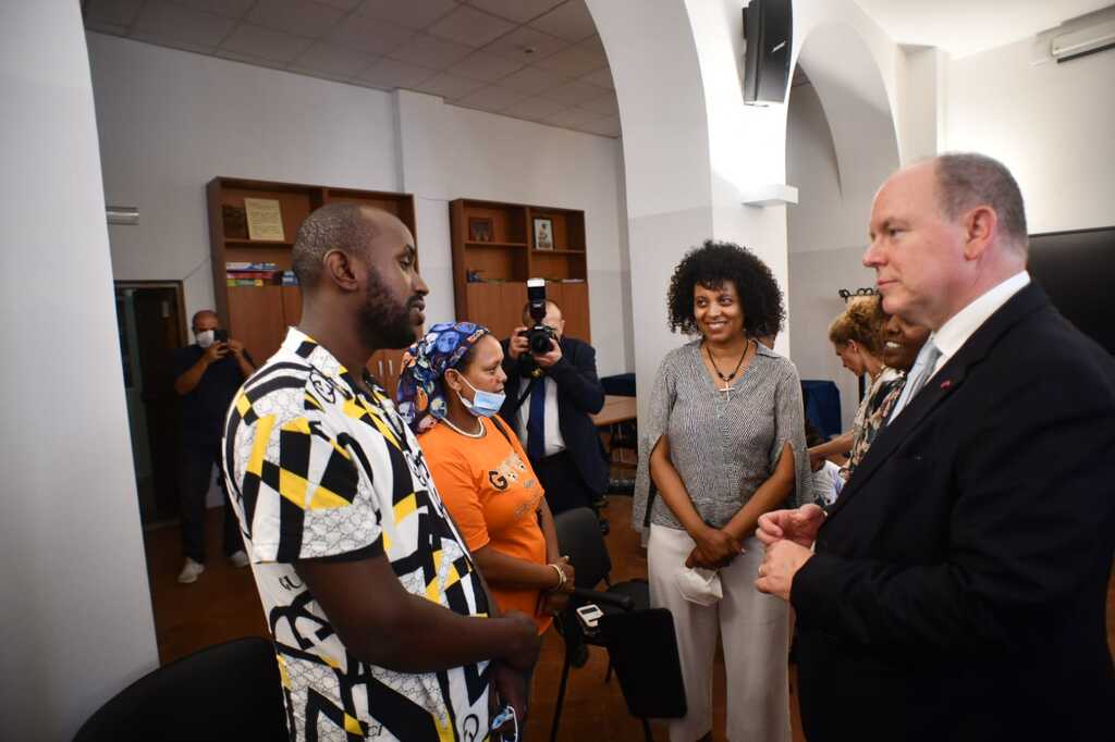 Le Prince Albert II de Monaco en visite à Sant'Egidio pour la signature d'un accord de collaboration pour lutter contre la pauvreté, les couloirs humanitaires et la santé en Afrique
