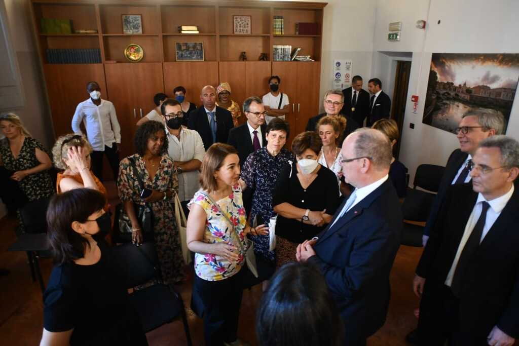 O Príncipe Alberto II de Mónaco em Sant'Egidio para a assinatura de um acordo de colaboração para combater a pobreza, os corredores humanitários e a saúde em África