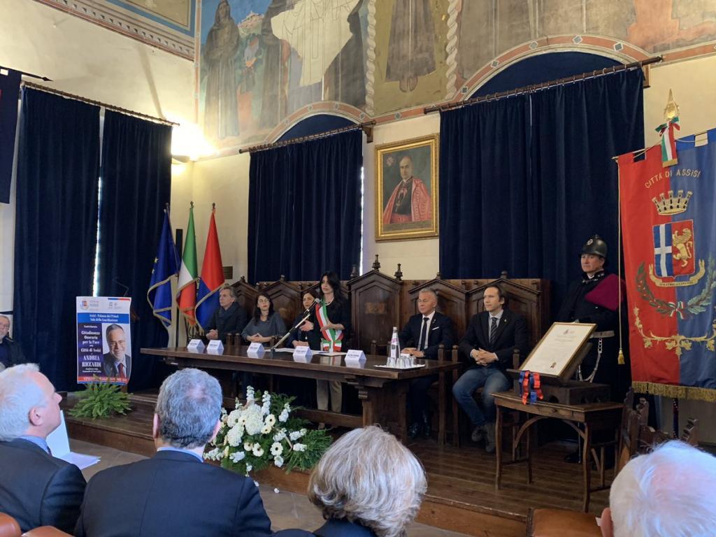 “Sant'Egidio, wherever it is in the world, feels to be from Assisi and to be linked to the message of this city”. Honorary Citizenship to Andrea Riccardi.