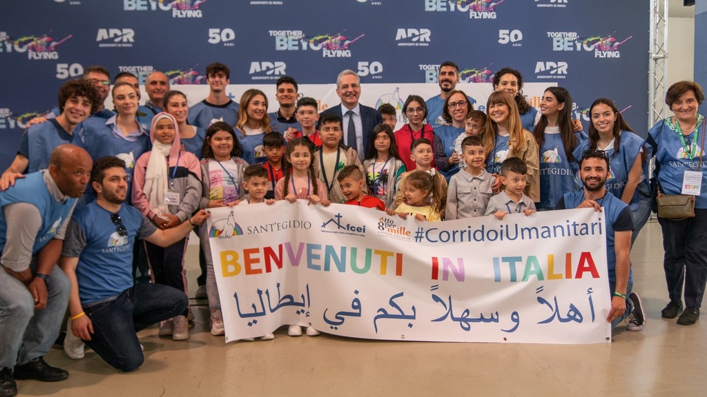 "Aufnahme und Integration - positive Immigration durch die humanitären Korridore, die unsere Gesellschaft bereichert." Der Präsident von Sant'Egidio begrüßt 49 syrische Flüchtlinge