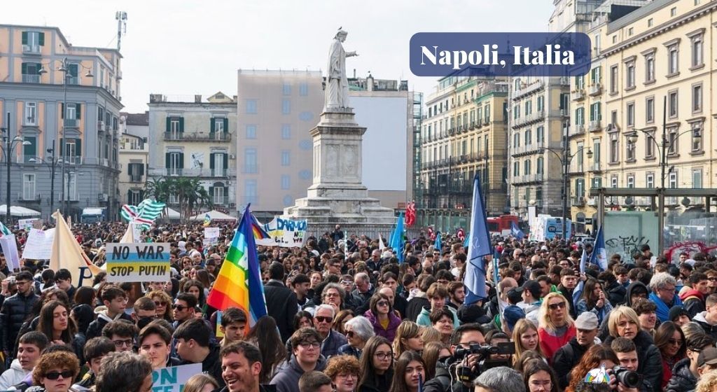 El pueblo de la paz en las plazas de Italia y Europa