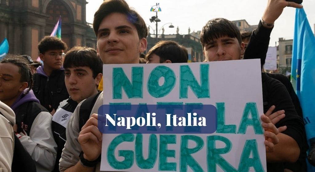 O povo da paz nas praças de Itália e de Europa