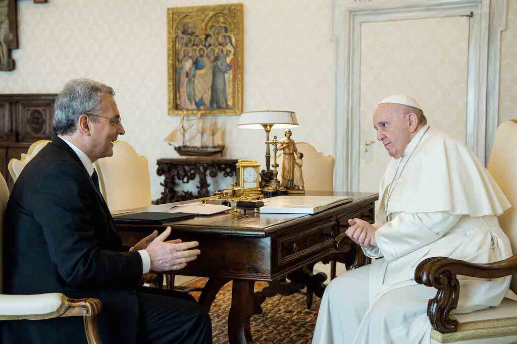 Marco Impagliazzo in audiëntie bij paus Franciscus: gesprek over de interreligieuze dialoog, de strijd tegen de pandemie en over de humanitaire corridors