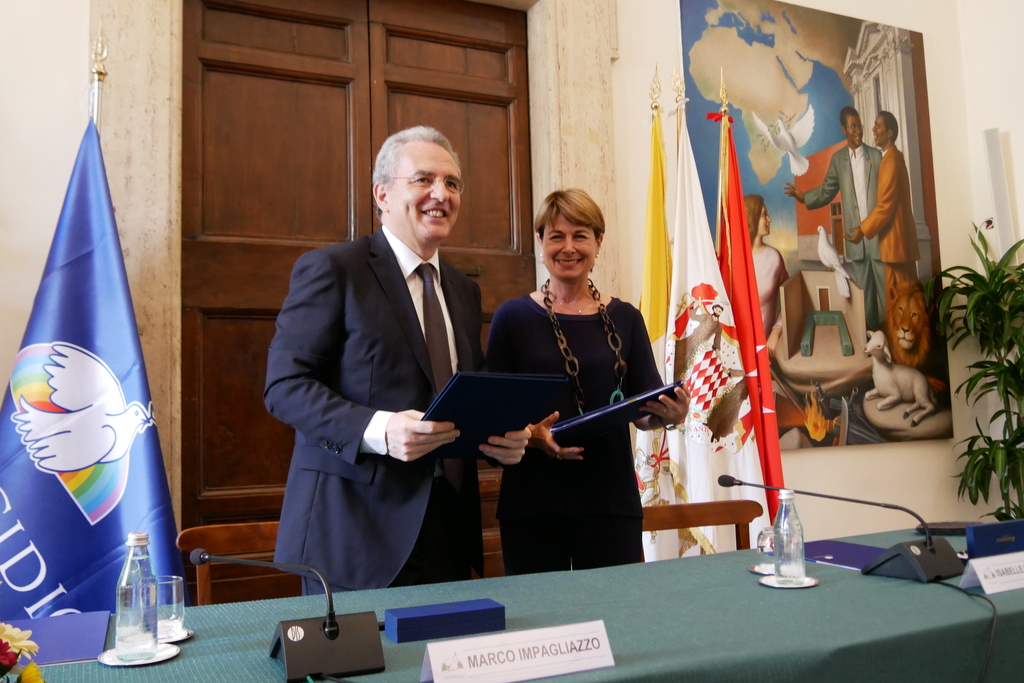 Il principe Alberto II di Monaco a Sant'Egidio per la firma di un accordo di collaborazione per la lotta alla povertà, i corridoi umanitari e la sanità in Africa