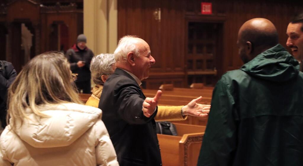 New York - Prayer with the homeless people, presided over by Msgr. Vincenzo Paglia