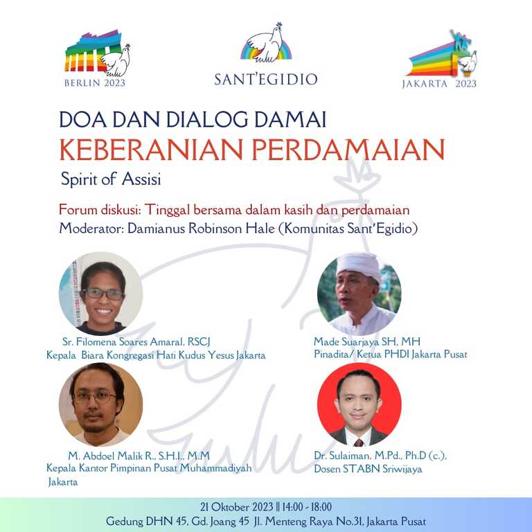 L'audacia della Pace in Indonesia. Le religioni e la società civile si incontrano a Jakarta il 21 ottobre